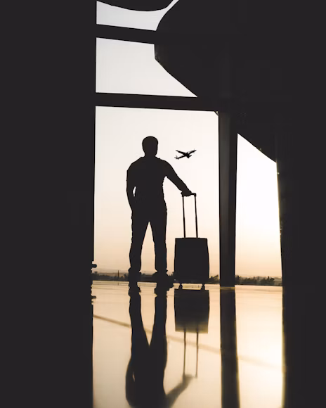 Professional preparing for international business travel